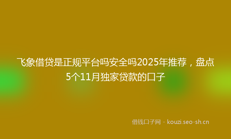 飞象借贷是正规平台吗安全吗2025年推荐，盘点5个11月独家贷款的口子