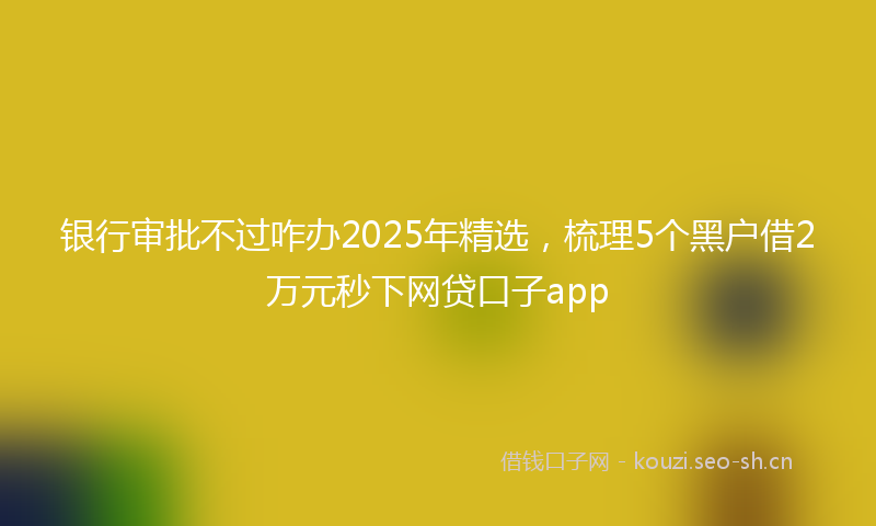银行审批不过咋办2025年精选，梳理5个黑户借2万元秒下网贷口子app