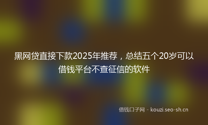 黑网贷直接下款2025年推荐，总结五个20岁可以借钱平台不查征信的软件
