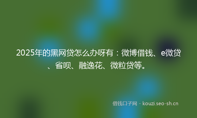 2025年的黑网贷怎么办呀有：微博借钱、e微贷、省呗、融逸花、微粒贷等。