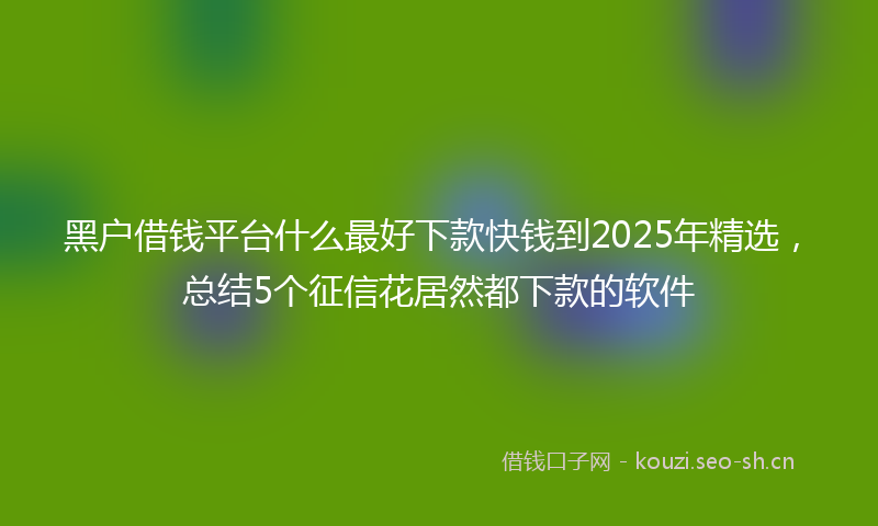 黑户借钱平台什么最好下款快钱到2025年精选，总结5个征信花居然都下款的软件