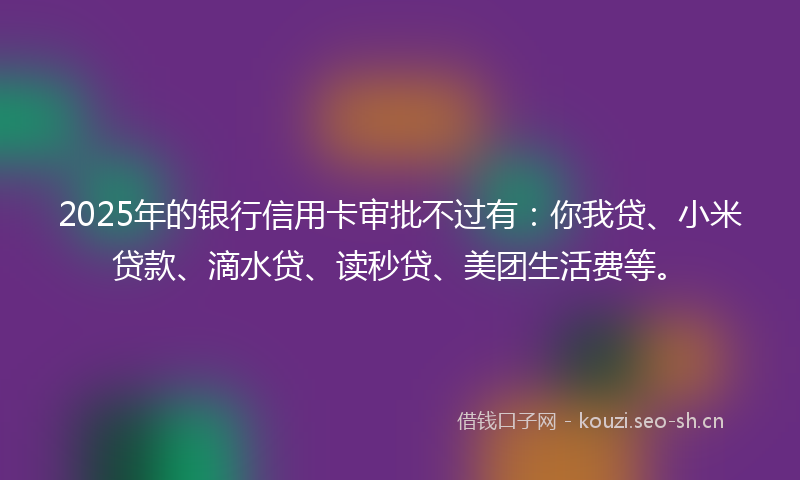 2025年的银行信用卡审批不过有：你我贷、小米贷款、滴水贷、读秒贷、美团生活费等。