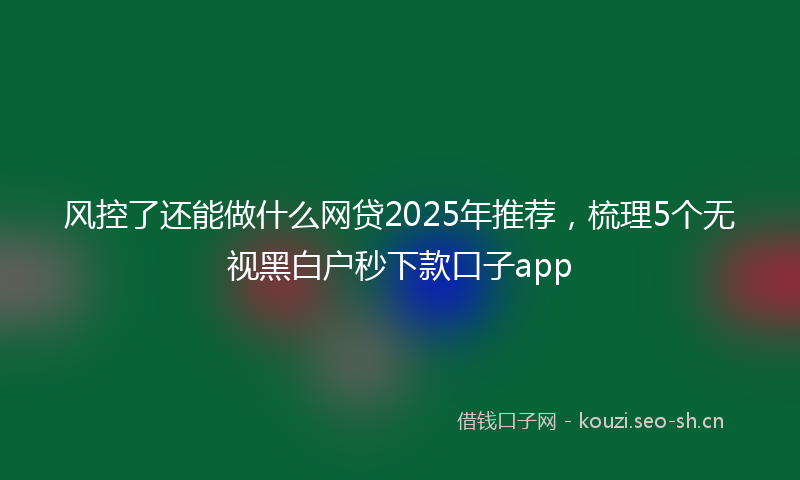 风控了还能做什么网贷2025年推荐,梳理5个无视黑白户秒下款口子app