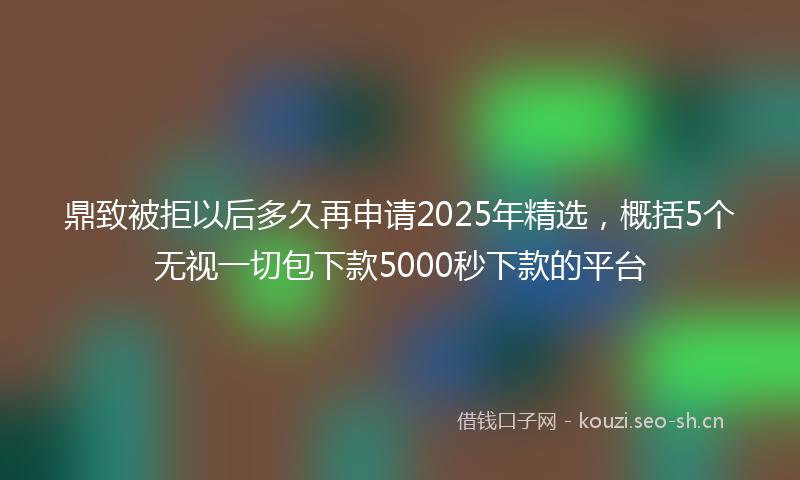 鼎致被拒以后多久再申请2025年精选，概括5个无视一切包下款5000秒下款的平台