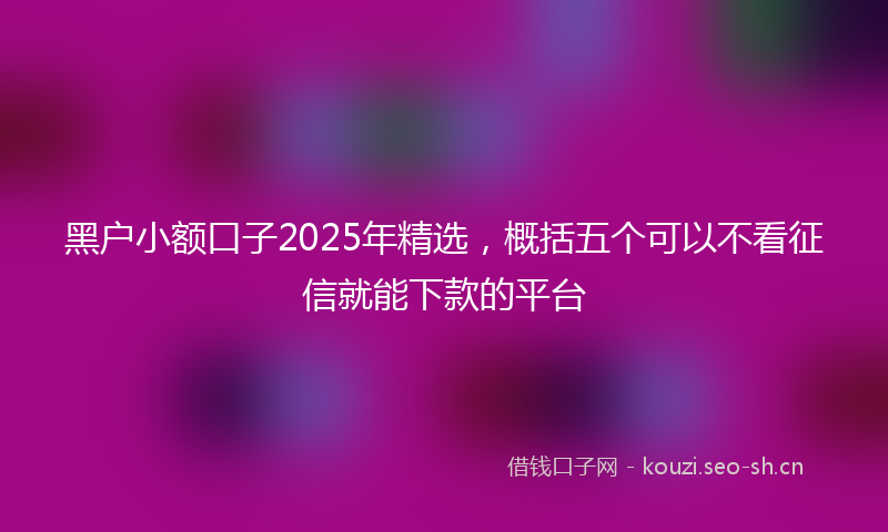 黑户小额口子2025年精选,概括五个可以不看征信就能下款的平台
