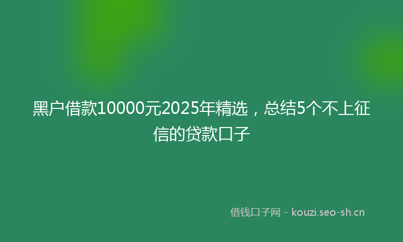 黑户借款10000元2025年精选,总结5个不上征信的贷款口子