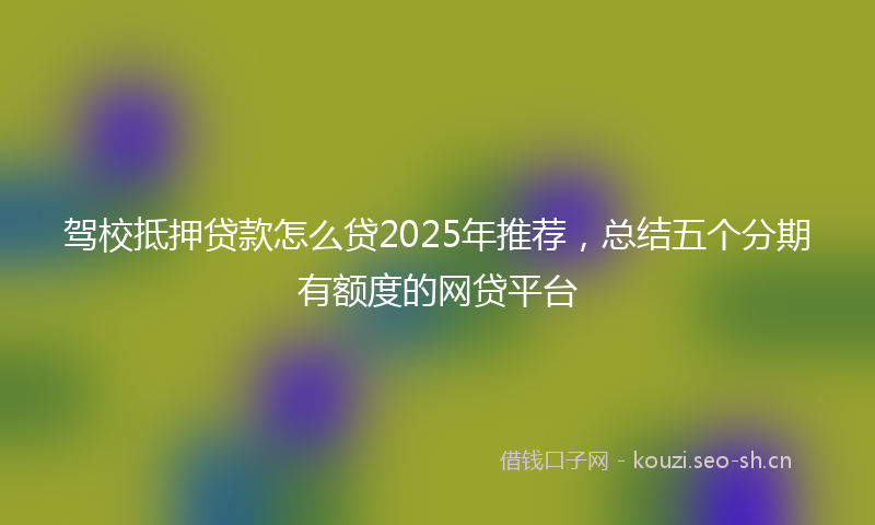 驾校抵押贷款怎么贷2025年推荐，总结五个分期有额度的网贷平台