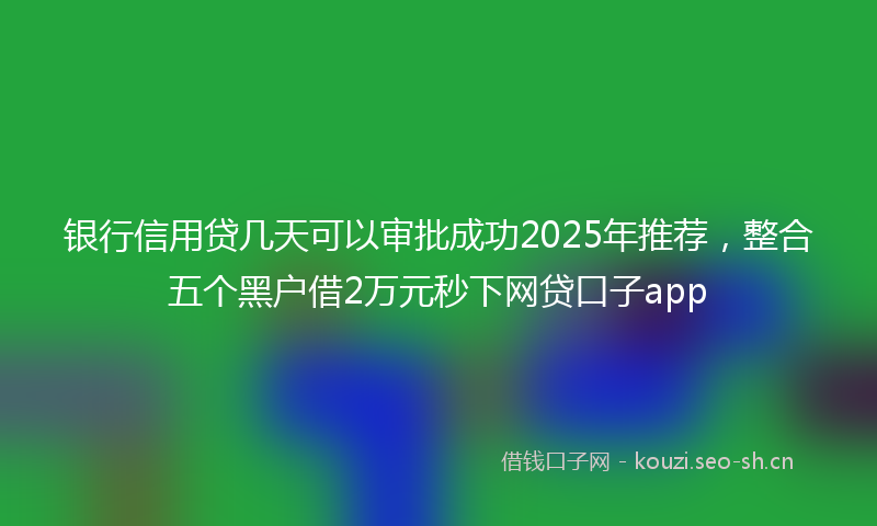 银行信用贷几天可以审批成功2025年推荐，整合五个黑户借2万元秒下网贷口子app
