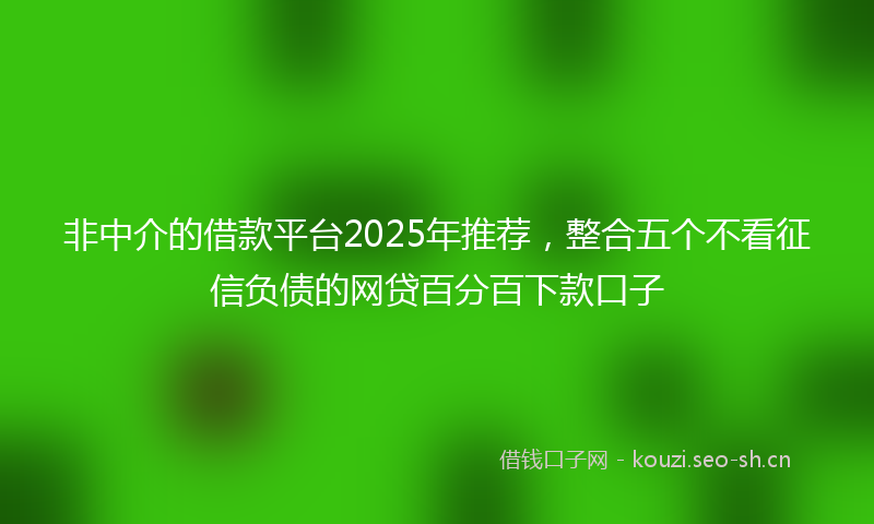 非中介的借款平台2025年推荐，整合五个不看征信负债的网贷百分百下款口子