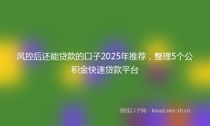 风控后还能贷款的口子2025年推荐，整理5个公积金快速贷款平台
