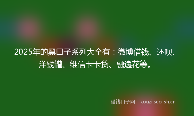 2025年的黑口子系列大全有：微博借钱、还呗、洋钱罐、维信卡卡贷、融逸花等。