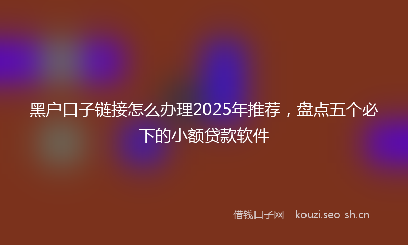 黑户口子链接怎么办理2025年推荐,盘点五个必下的小额贷款软件