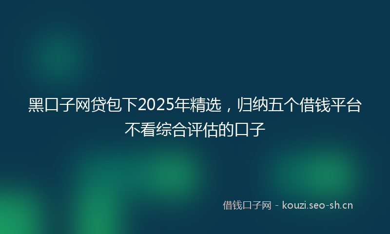 黑口子网贷包下2025年精选，归纳五个借钱平台不看综合评估的口子