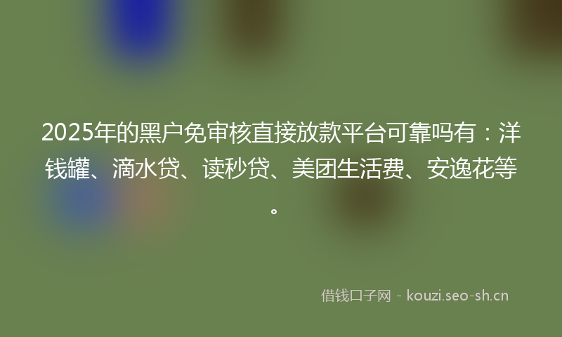 2025年的黑户免审核直接放款平台可靠吗有:洋钱罐、滴水贷、读秒贷、美团生活费、安逸花等。