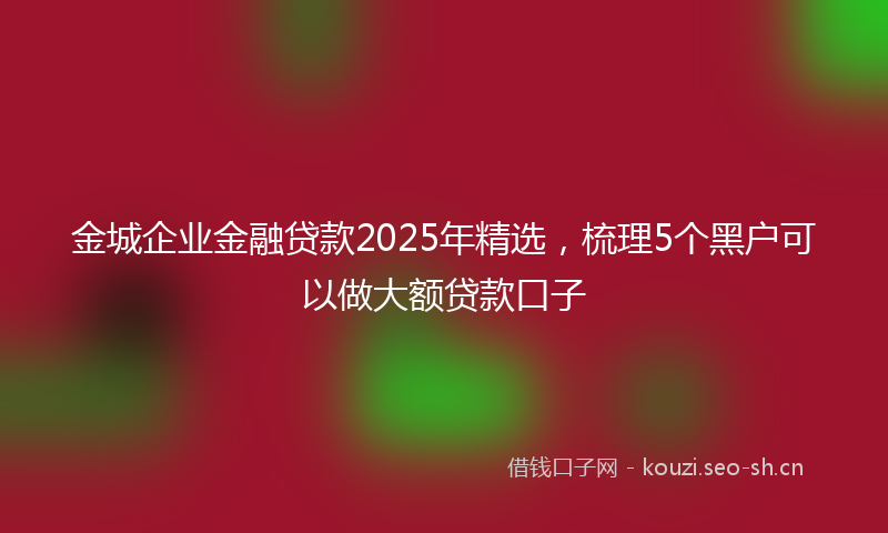 金城企业金融贷款2025年精选，梳理5个黑户可以做大额贷款口子