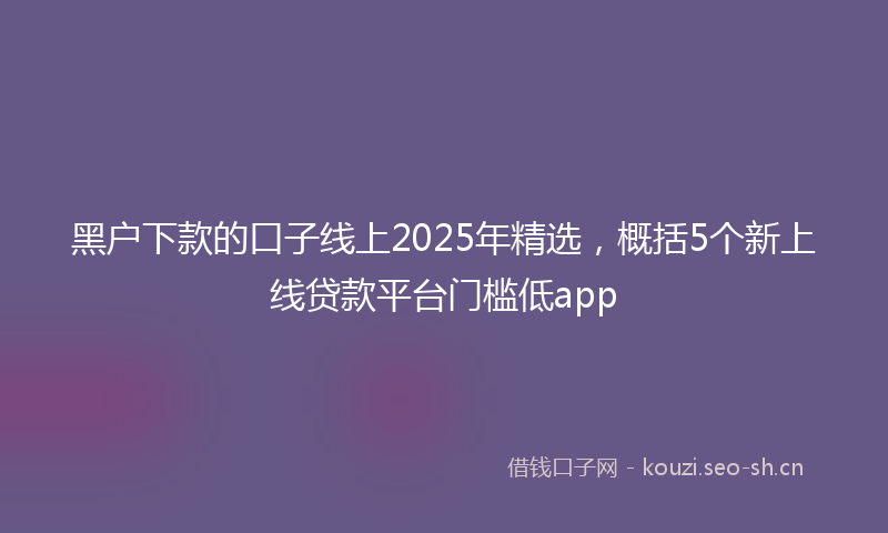 黑户下款的口子线上2025年精选，概括5个新上线贷款平台门槛低app