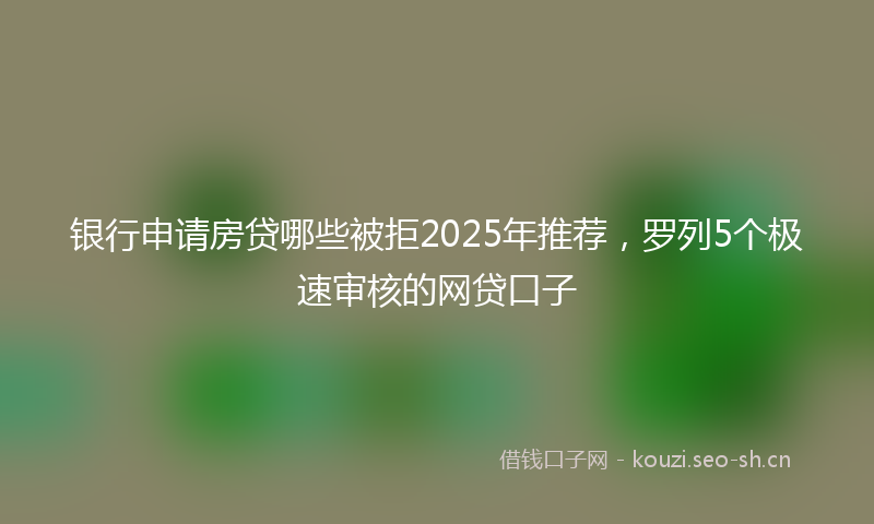 银行申请房贷哪些被拒2025年推荐，罗列5个极速审核的网贷口子