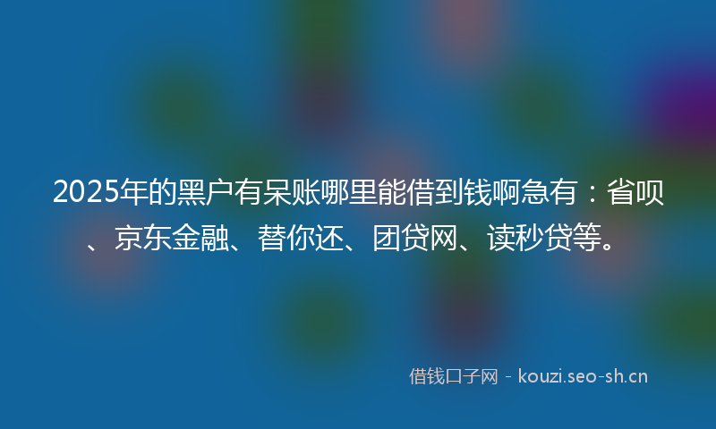 2025年的黑户有呆账哪里能借到钱啊急有：省呗、京东金融、替你还、团贷网、读秒贷等。