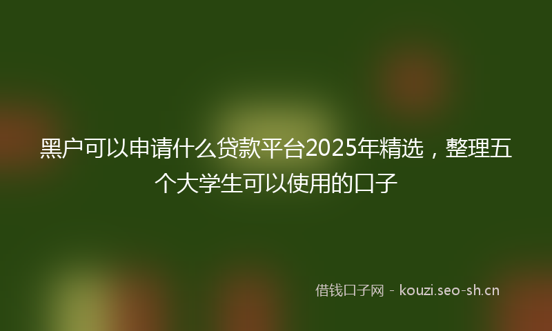黑户可以申请什么贷款平台2025年精选，整理五个大学生可以使用的口子