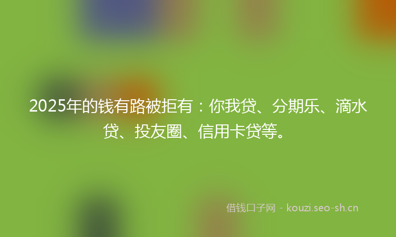 2025年的钱有路被拒有：你我贷、分期乐、滴水贷、投友圈、信用卡贷等。