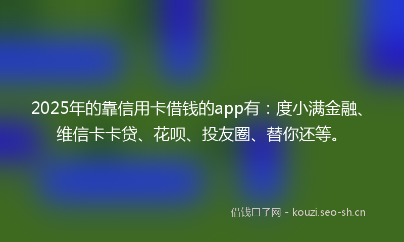 2025年的靠信用卡借钱的app有：度小满金融、维信卡卡贷、花呗、投友圈、替你还等。