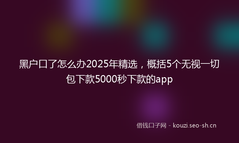 黑户口了怎么办2025年精选,概括5个无视一切包下款5000秒下款的app