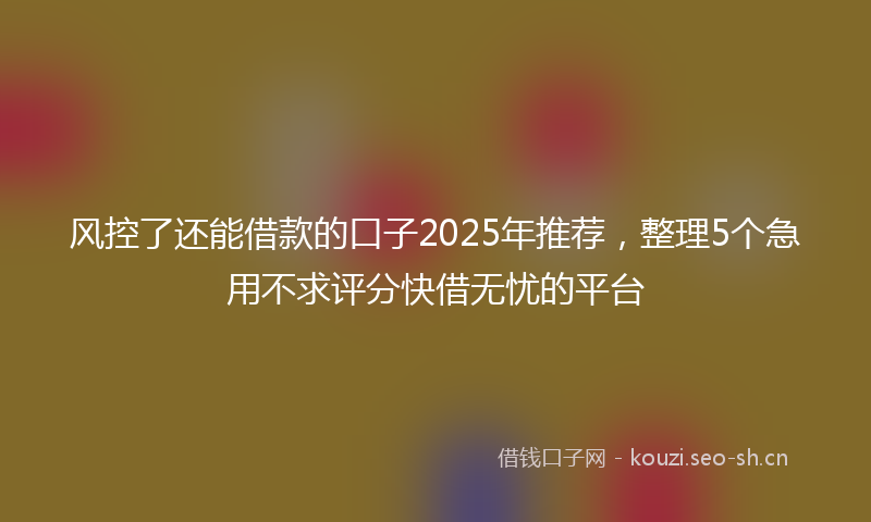 风控了还能借款的口子2025年推荐，整理5个急用不求评分快借无忧的平台