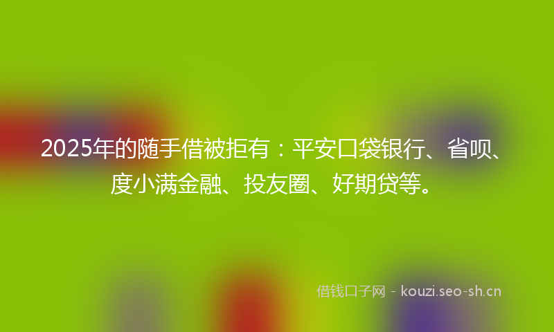 2025年的随手借被拒有：平安口袋银行、省呗、度小满金融、投友圈、好期贷等。