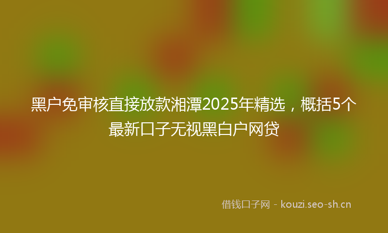 黑户免审核直接放款湘潭2025年精选,概括5个最新口子无视黑白户网贷
