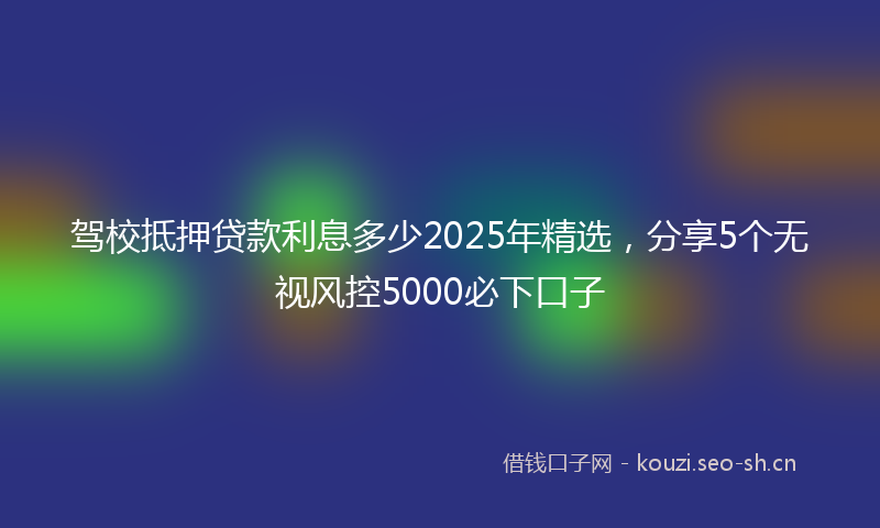 驾校抵押贷款利息多少2025年精选，分享5个无视风控5000必下口子