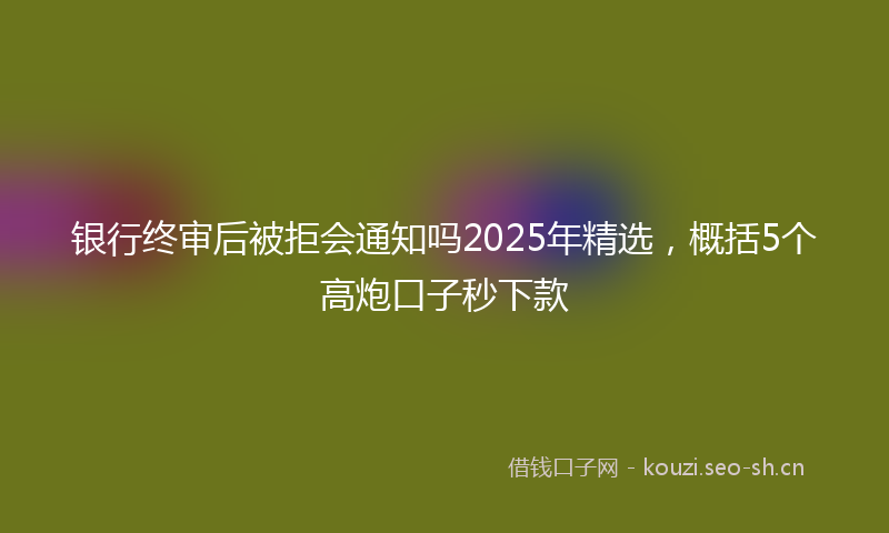 银行终审后被拒会通知吗2025年精选，概括5个高炮口子秒下款