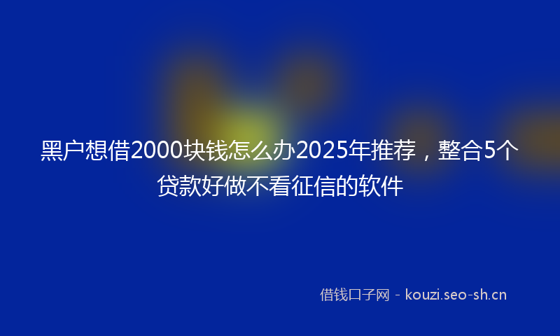 黑户想借2000块钱怎么办2025年推荐,整合5个贷款好做不看征信的软件