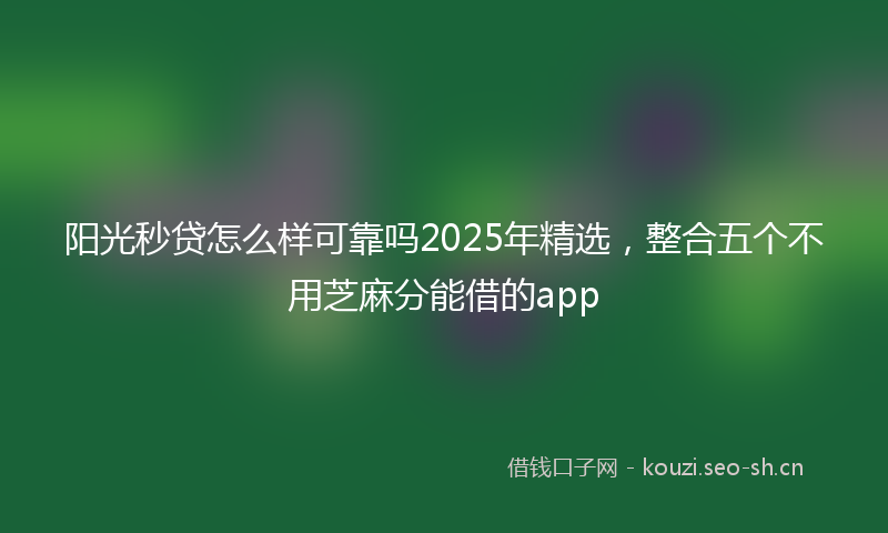 阳光秒贷怎么样可靠吗2025年精选，整合五个不用芝麻分能借的app