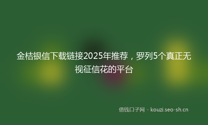 金桔银信下载链接2025年推荐，罗列5个真正无视征信花的平台