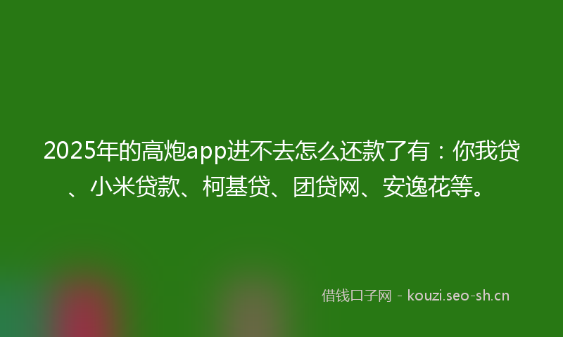 2025年的高炮app进不去怎么还款了有：你我贷、小米贷款、柯基贷、团贷网、安逸花等。
