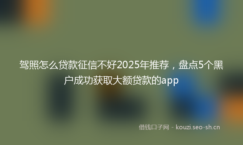 驾照怎么贷款征信不好2025年推荐，盘点5个黑户成功获取大额贷款的app