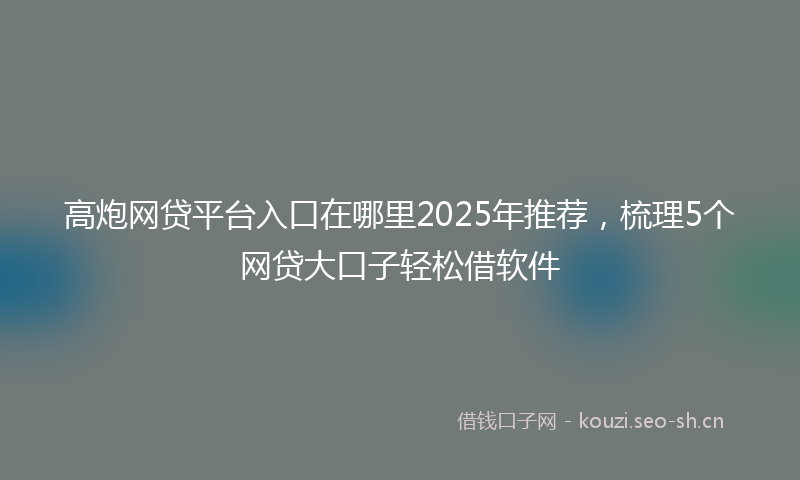 高炮网贷平台入口在哪里2025年推荐，梳理5个网贷大口子轻松借软件