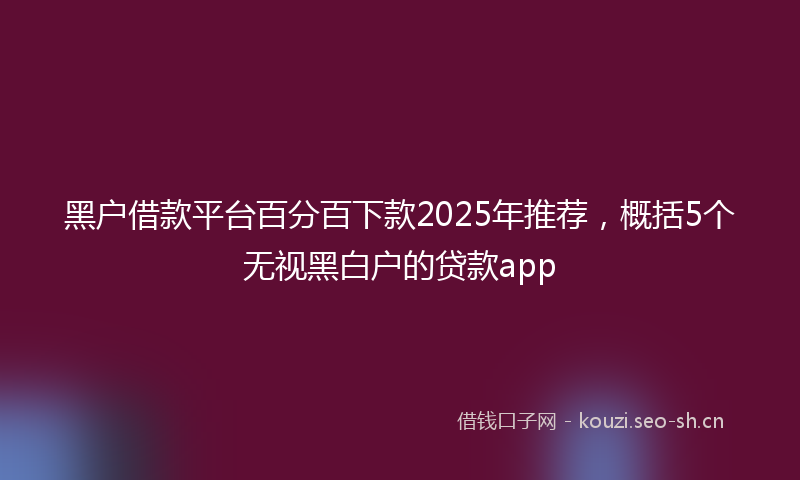 黑户借款平台百分百下款2025年推荐,概括5个无视黑白户的贷款app