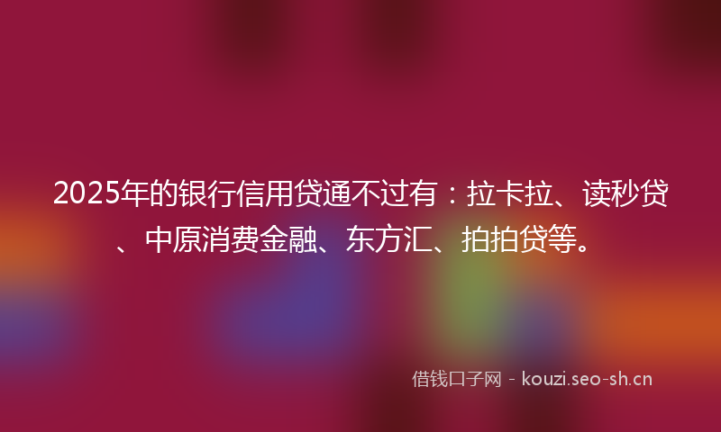 2025年的银行信用贷通不过有:拉卡拉、读秒贷、中原消费金融、东方汇、拍拍贷等。