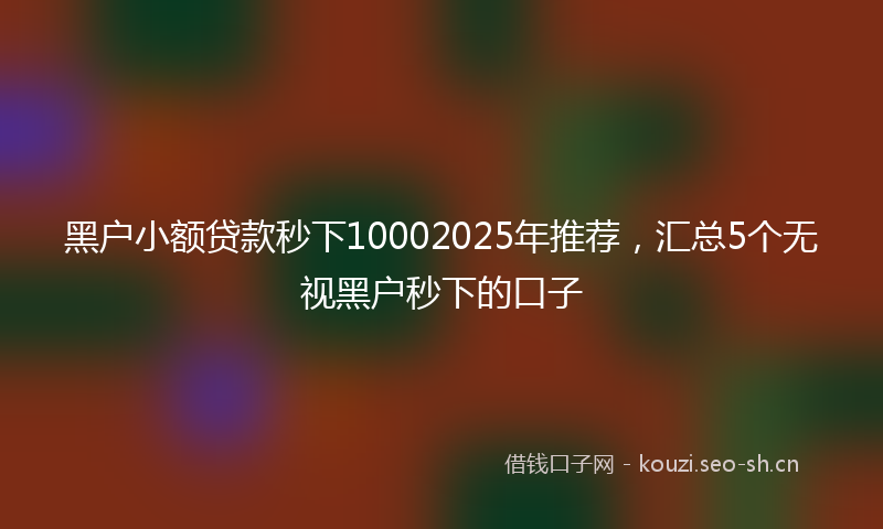 黑户小额贷款秒下10002025年推荐，汇总5个无视黑户秒下的口子