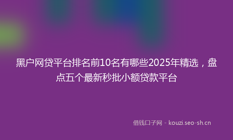 黑户网贷平台排名前10名有哪些2025年精选，盘点五个最新秒批小额贷款平台