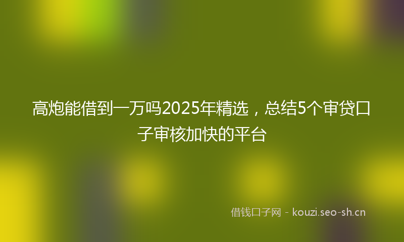 高炮能借到一万吗2025年精选，总结5个审贷口子审核加快的平台