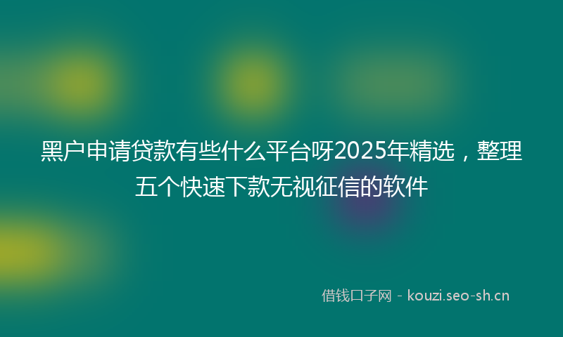 黑户申请贷款有些什么平台呀2025年精选,整理五个快速下款无视征信的软件