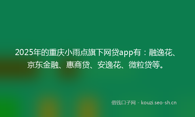 2025年的重庆小雨点旗下网贷app有：融逸花、京东金融、惠商贷、安逸花、微粒贷等。