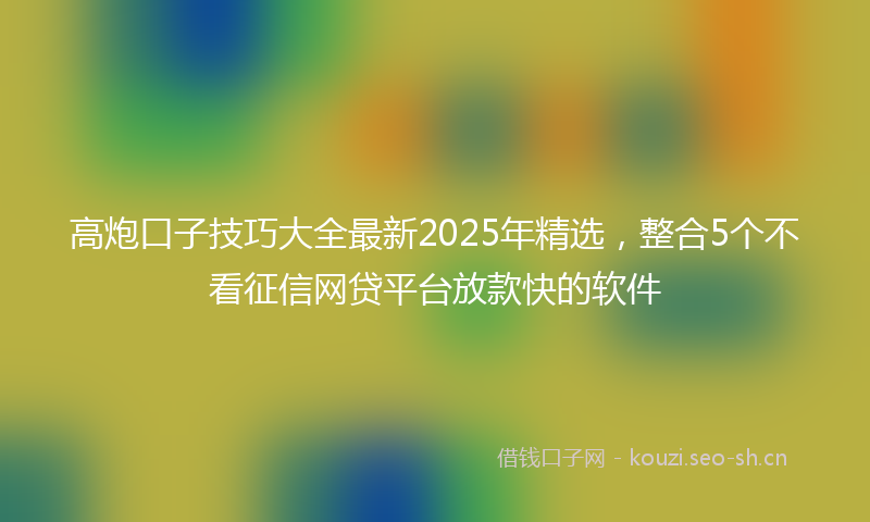 高炮口子技巧大全最新2025年精选，整合5个不看征信网贷平台放款快的软件