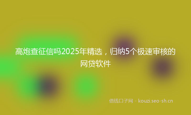 高炮查征信吗2025年精选，归纳5个极速审核的网贷软件