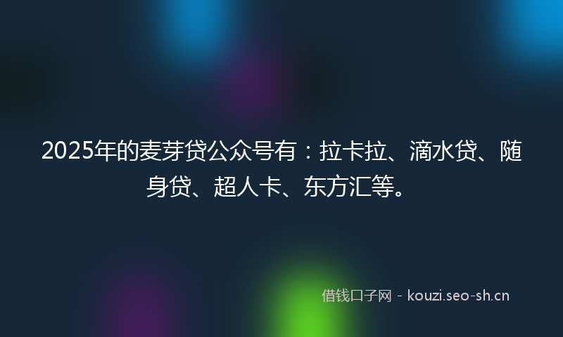 2025年的麦芽贷公众号有：拉卡拉、滴水贷、随身贷、超人卡、东方汇等。