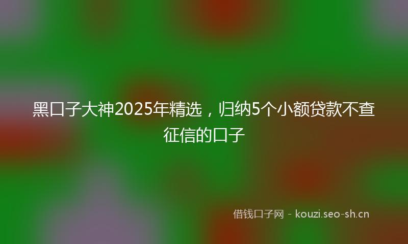 黑口子大神2025年精选，归纳5个小额贷款不查征信的口子