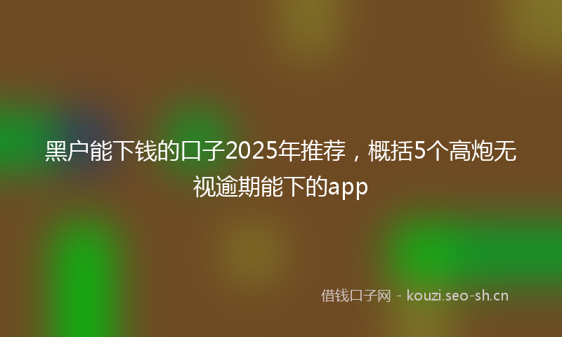 黑户能下钱的口子2025年推荐，概括5个高炮无视逾期能下的app