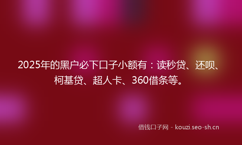 2025年的黑户必下口子小额有：读秒贷、还呗、柯基贷、超人卡、360借条等。